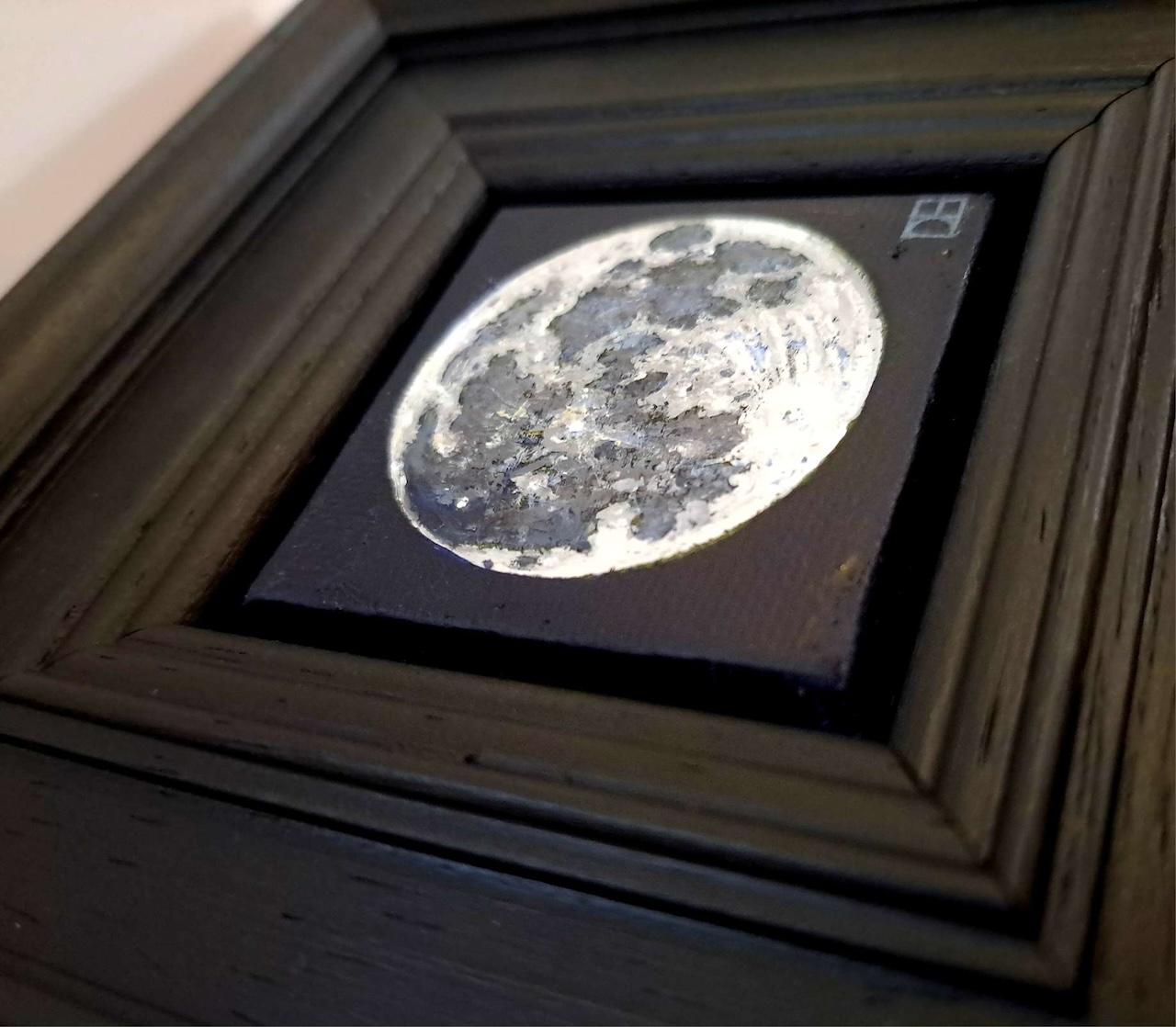 Pocket Full Moon 5, Original Painting, Moon, Astronomy, Nature, Night For Sale 4