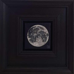 Used Pocket Full Moon 5, Original Painting, Moon, Astronomy, Nature, Night