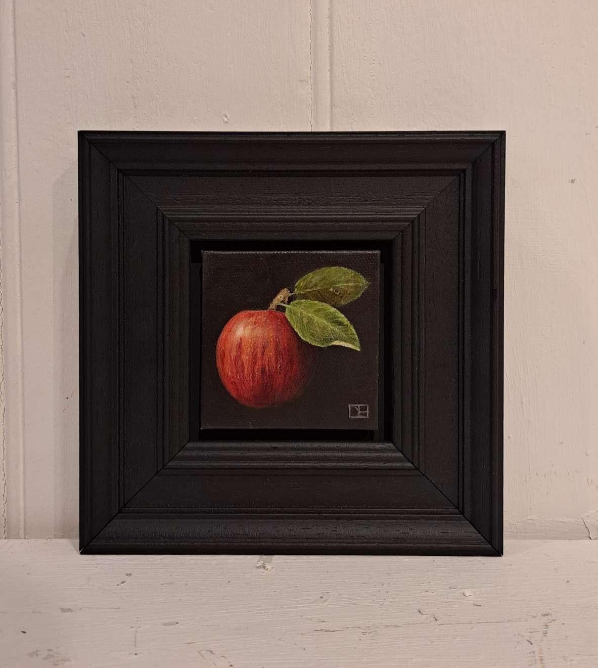 Gala Apfel in Tasche mit Ölfarbe auf Leinwand, Gemälde von Dani Humberstone im Angebot 1