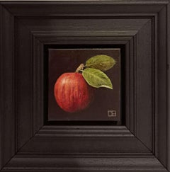 Gala Apfel in Tasche mit Ölfarbe auf Leinwand, Gemälde von Dani Humberstone