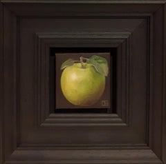Pocket Green Apple, Traditional Realist Baroque style food painting, apple art