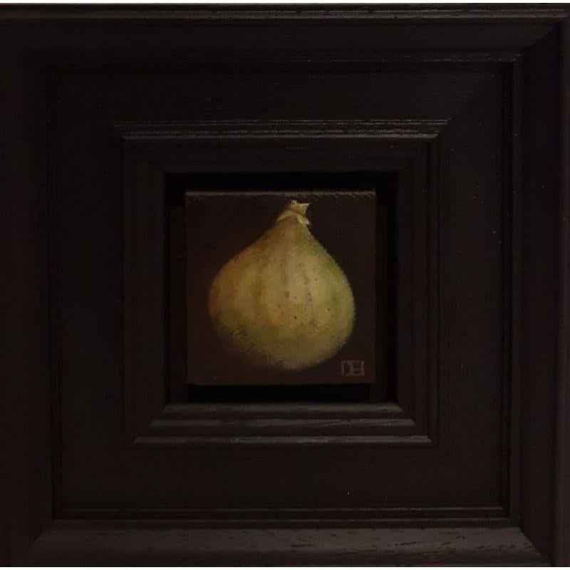 Dani Humberstone Interior Painting - Pocket Green Fig, Fruit Art, Food Art, Still Life Painting, Classical Style Art