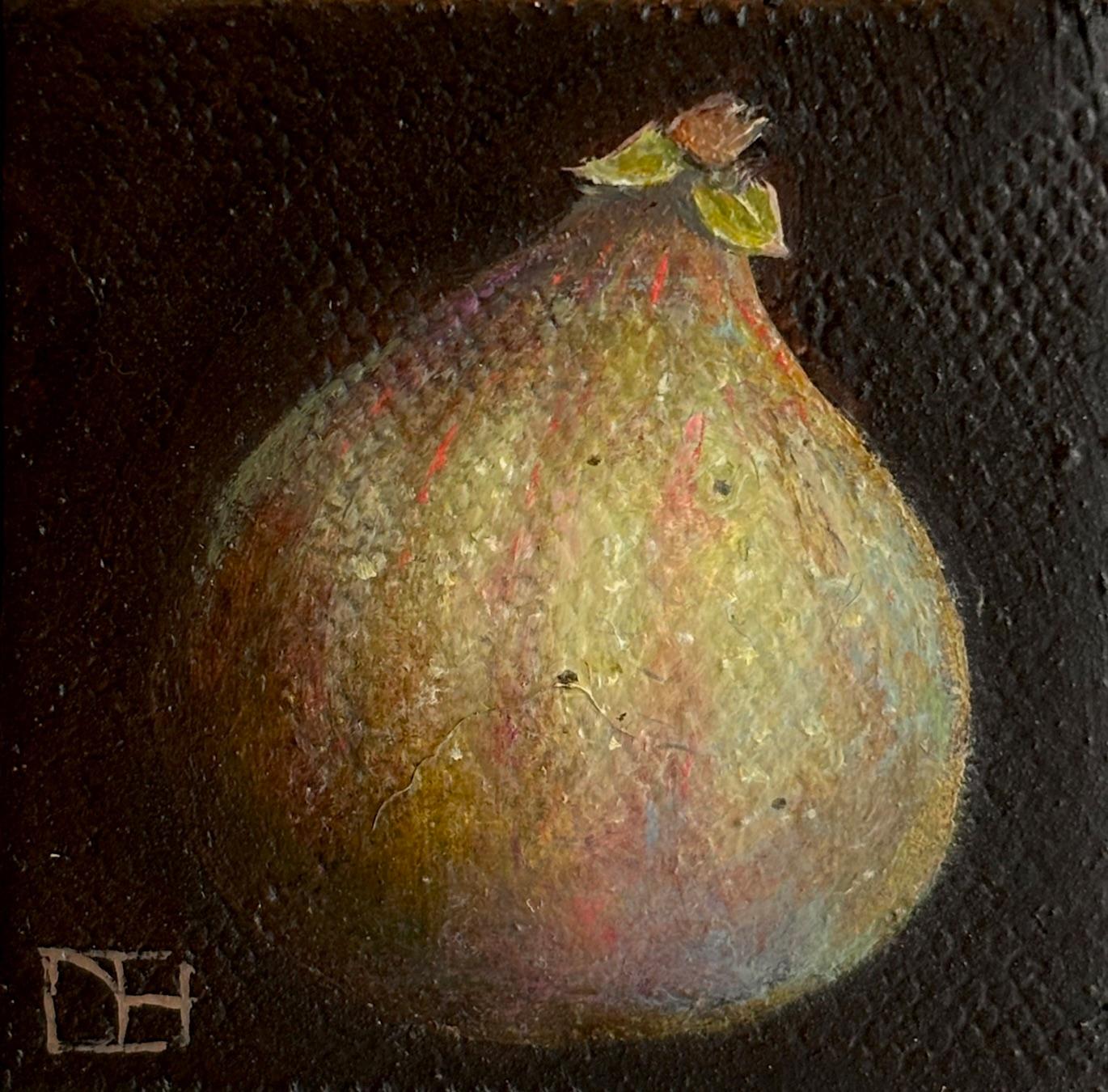 Pocket Green Fig - original realistisches Obststillleben - zeitgenössische Kunst (Realismus), Painting, von Dani Humberstone