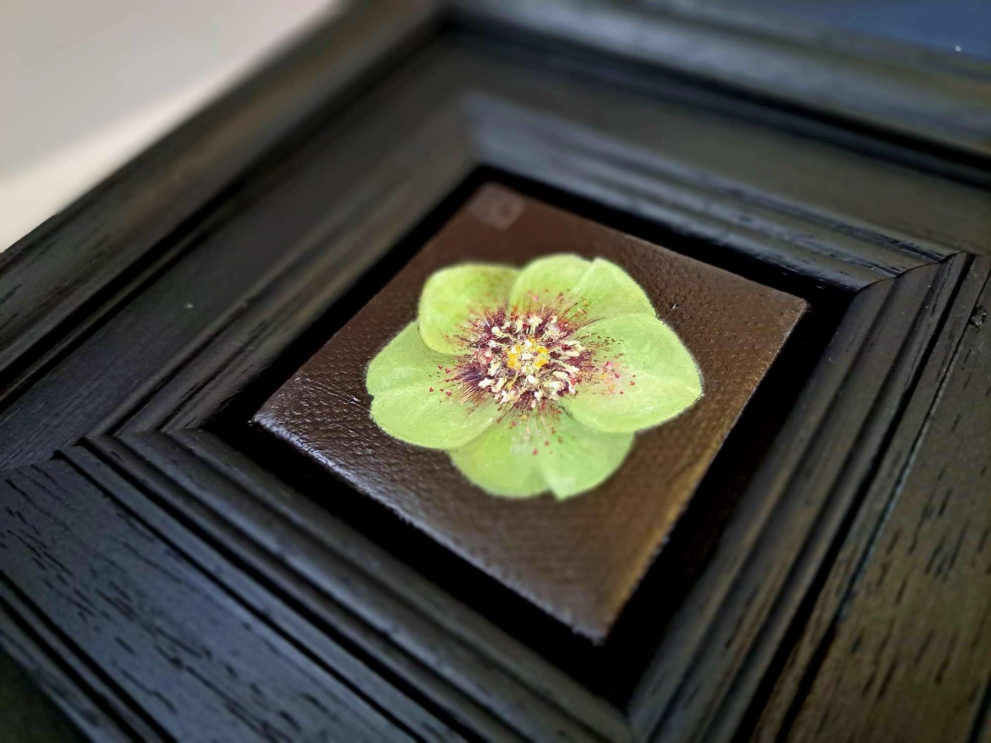 Pocket Green Hellebore (c), Original Painting, Flower, Nature, Spring art For Sale 3