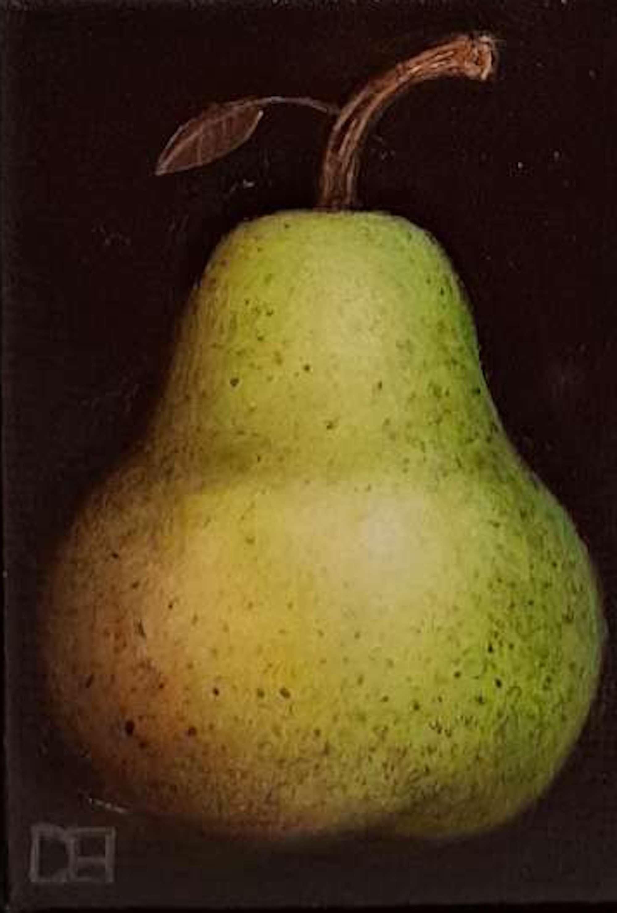 Pocket Green Speckled Pear [2023]
original
Oil paint on canvas
Image size: H:7 cm x W:5 cm
Complete Size of Unframed Work: H:7 cm x W:5 cm x D:2cm
Frame Size: H:17 cm x W:15 cm x D:5cm
Sold Framed
Please note that insitu images are purely an