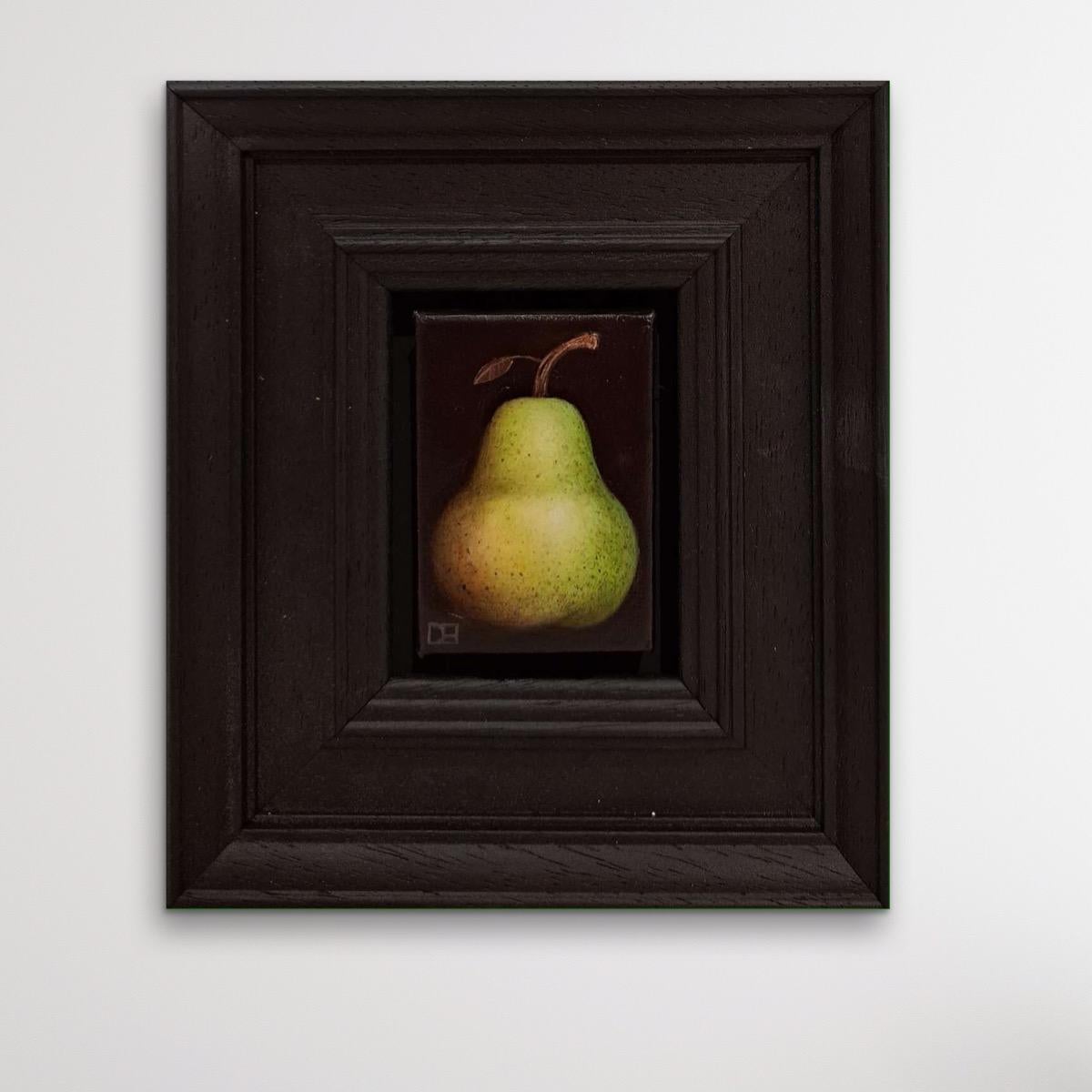 Pocket Green Speckled Pear, fruit art, affordable art, original art 1