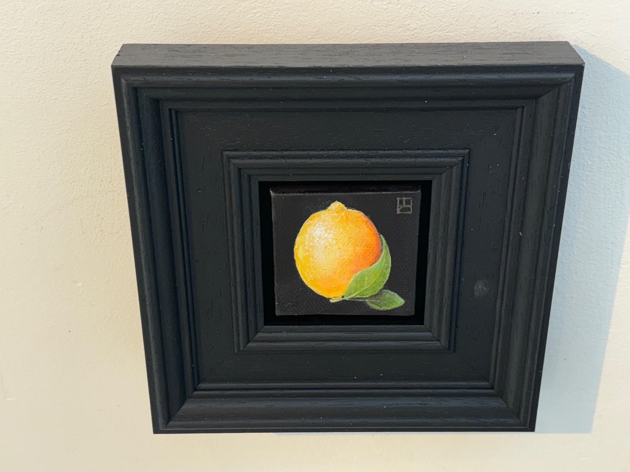 Pocket Lemon & Leaves - original realism still life fruit - contemporary art - Painting by Dani Humberstone