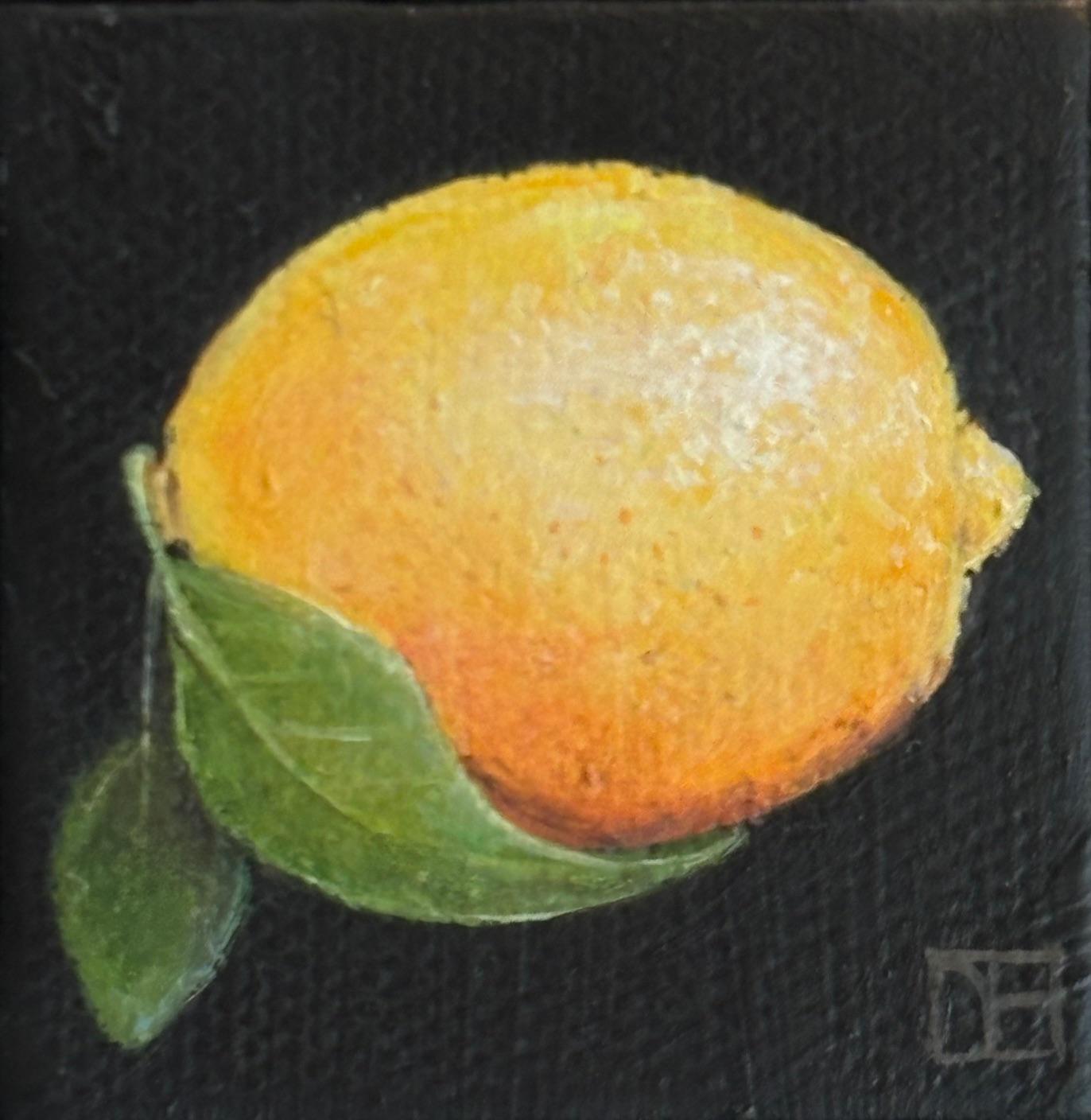 Pocket Lemon & Leaves - original realism still life fruit - contemporary art - Realist Painting by Dani Humberstone