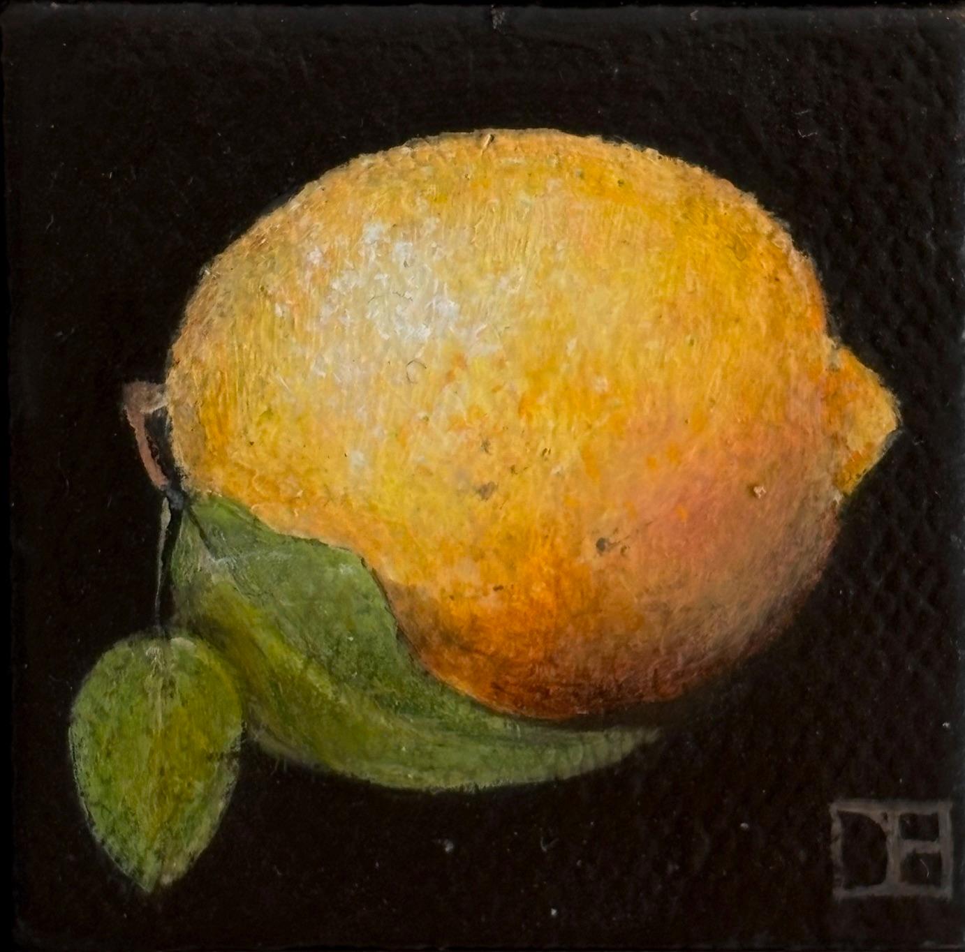 Pocket Lemon - Original Realismus Stillleben Obst - zeitgenössische Kunst – Painting von Dani Humberstone
