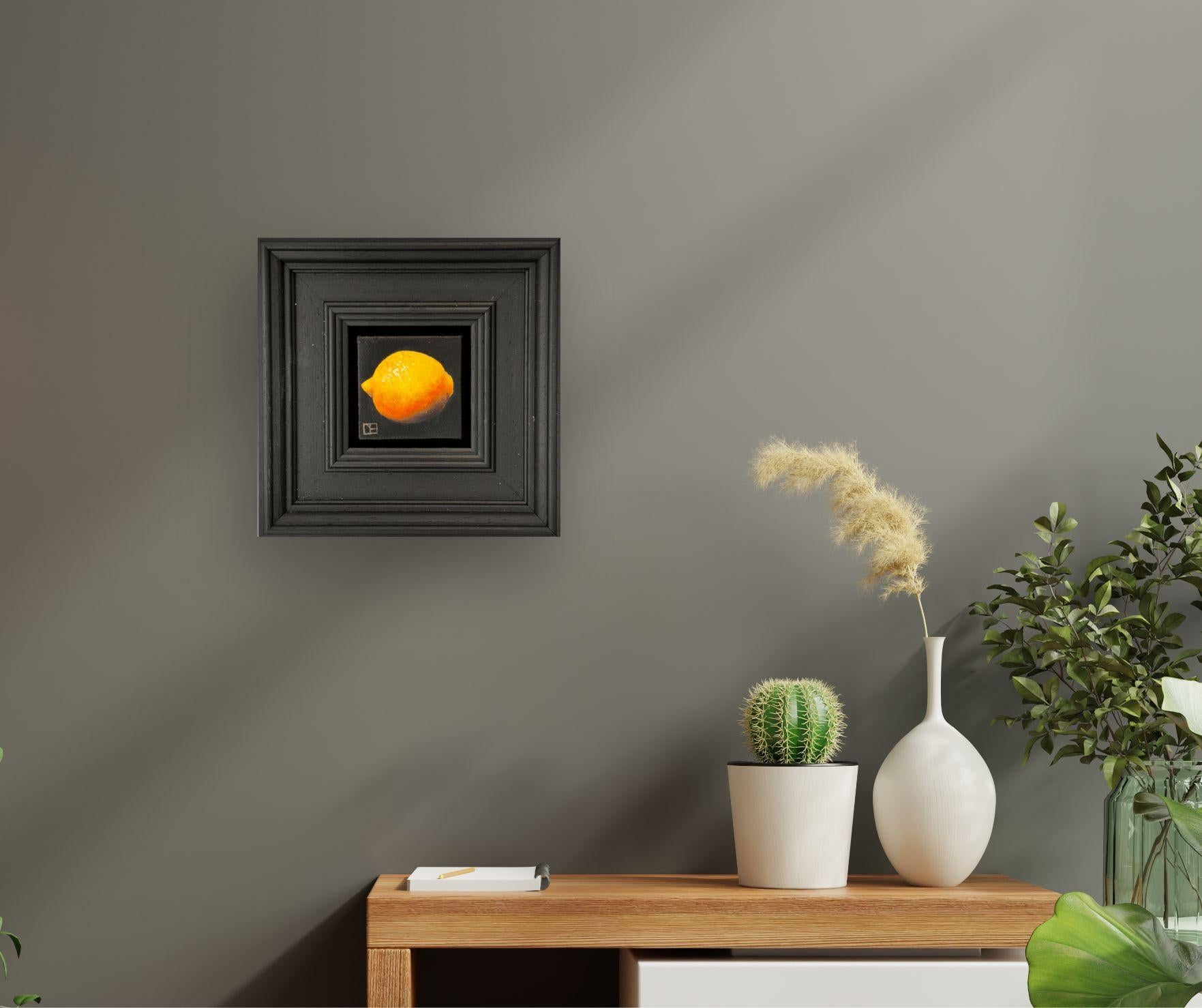 Pocket Lemon - Original Realismus Stillleben Obst - zeitgenössische Kunst im Angebot 1