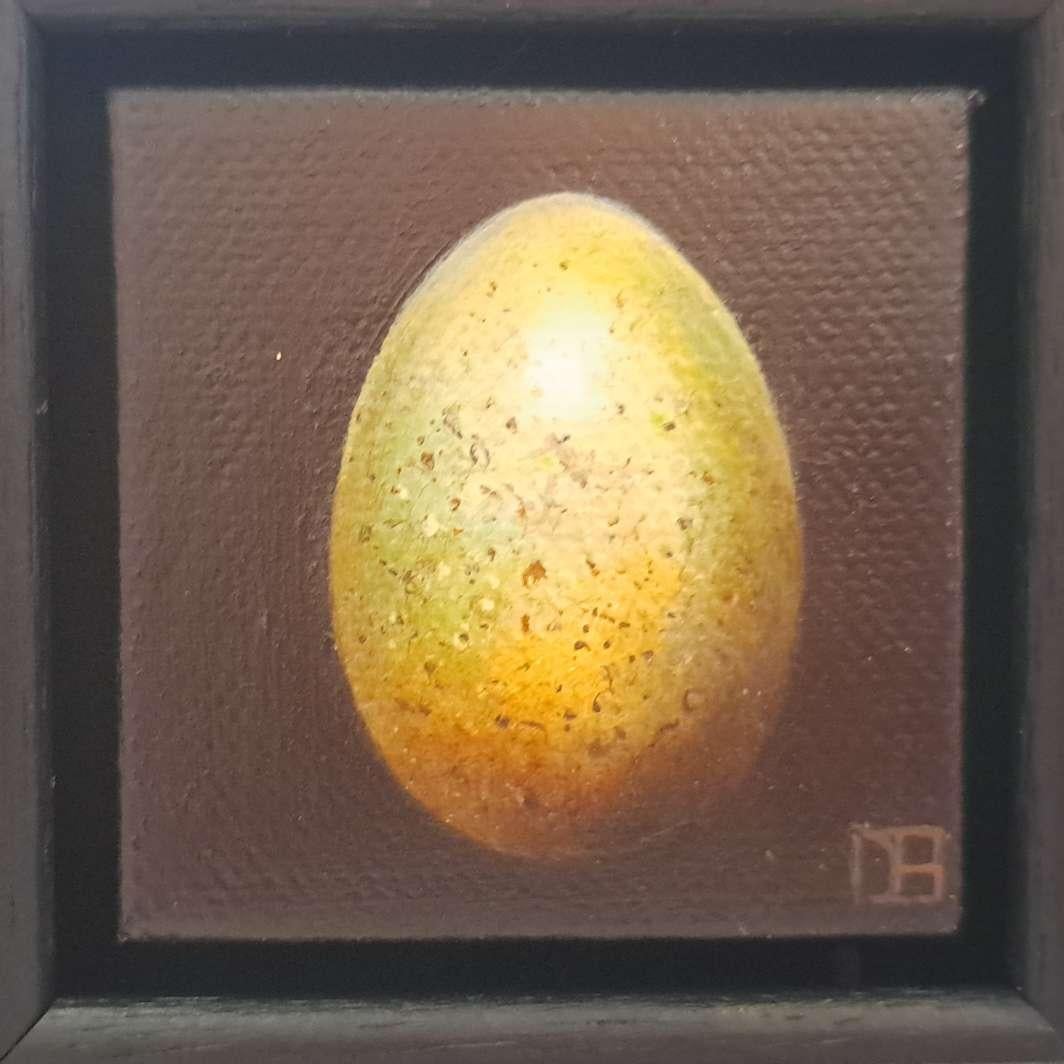 Huevo de mirlo verde claro de bolsillo, Pintura original, Bodegón, Arte del huevo 1