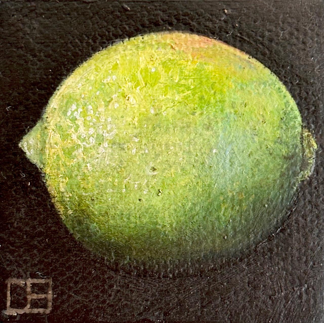 Pocket Lime - Original Realismus Stillleben Obst - zeitgenössische Kunst – Painting von Dani Humberstone