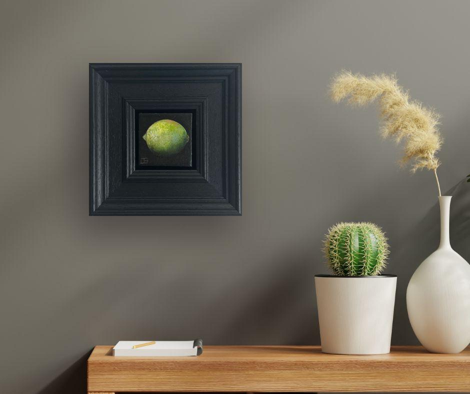 Pocket Lime - Original Realismus Stillleben Obst - zeitgenössische Kunst im Angebot 1