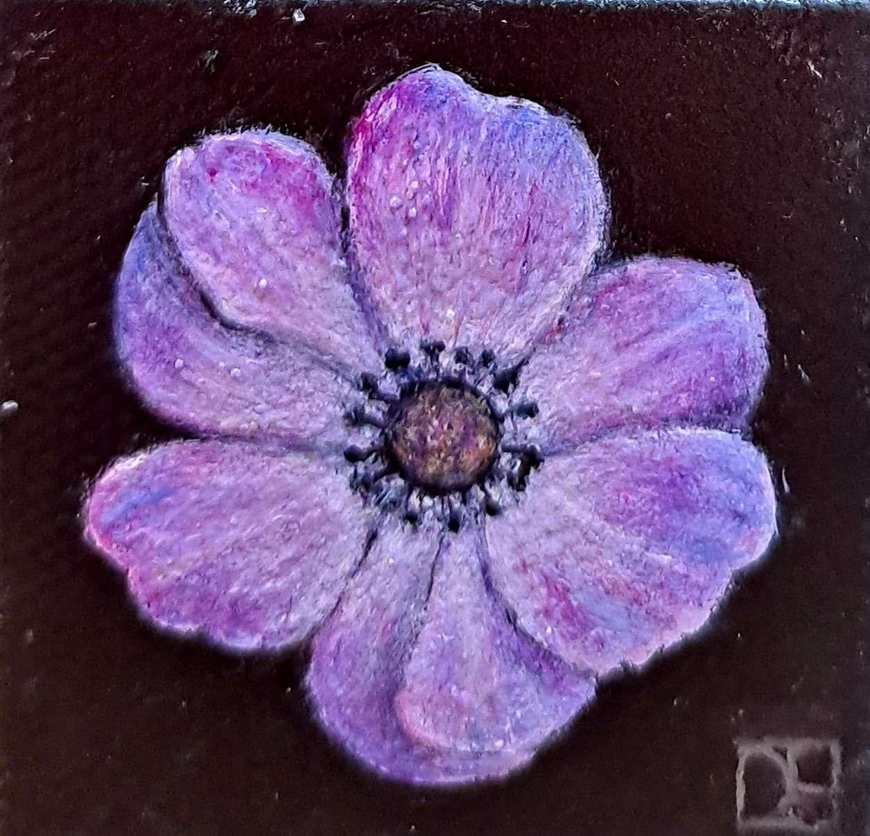 Pocket Mauve Anemone 2 (c), Original Painting, Flower, Nature, Spring art For Sale 1