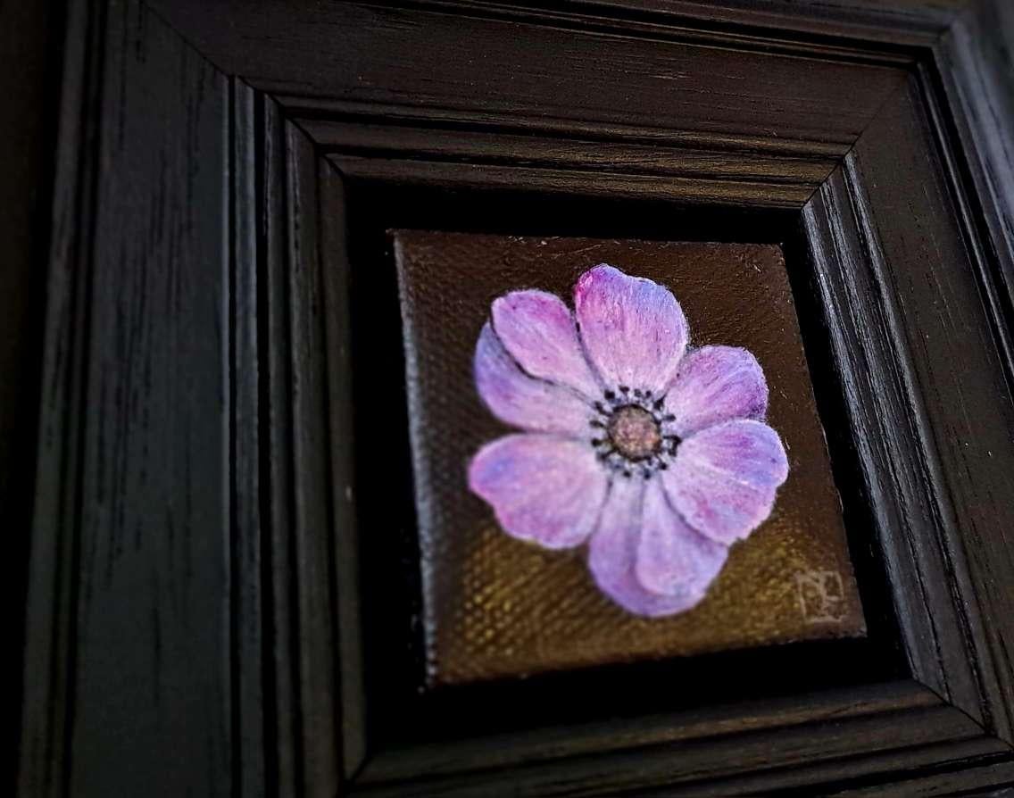 Pocket Mauve Anemone 2 (c), Original Painting, Flower, Nature, Spring art For Sale 3