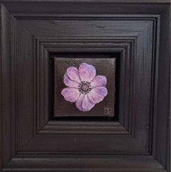 Anémone mauve de poche 2 (c), Peinture originale, Fleur, Nature, Art du printemps