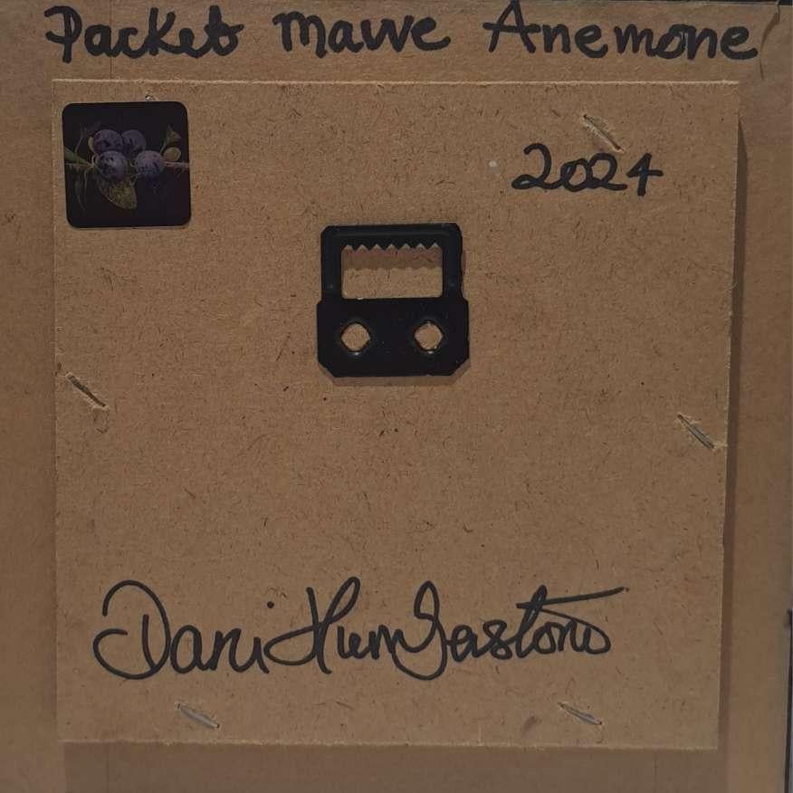 Pocket Mauve Anemone, Original Painting, Flower, Black For Sale 2