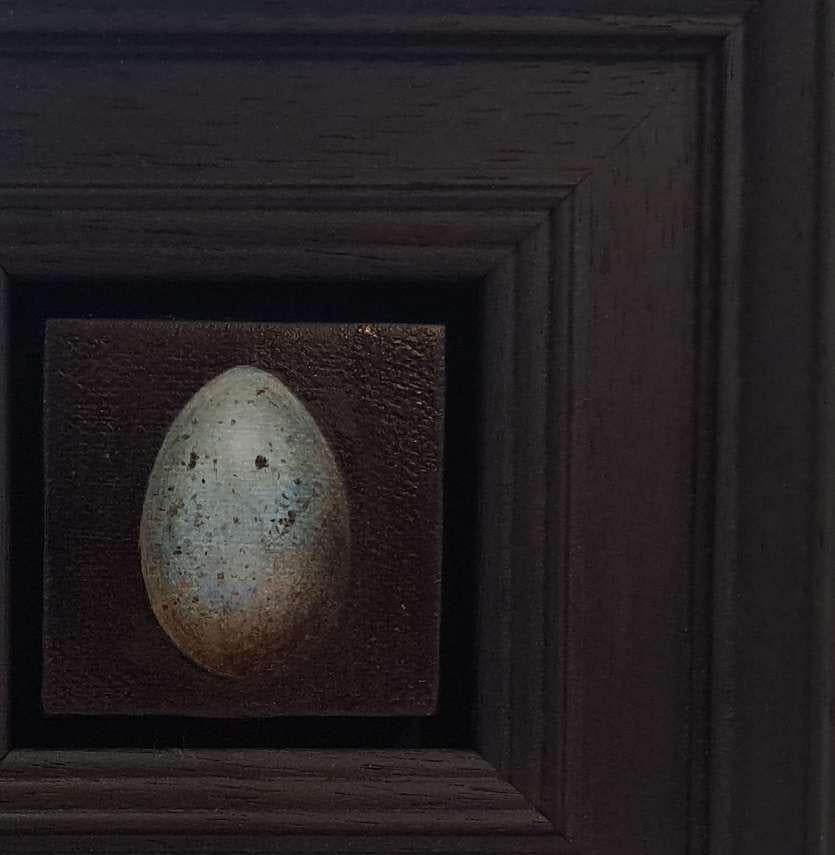Pocket Pale Blue Blackbird Egg 2 c, Original Painting, Still Life, Egg Art 3