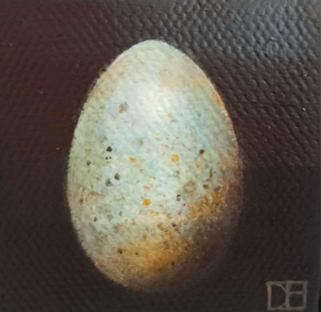 Bolsillo Azul Pálido Mirlo Huevo 3 (c), Pintura Original, Naturaleza Muerta, Arte del Huevo 1