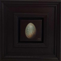 Bolsillo Azul Pálido Mirlo Huevo 3 (c), Pintura Original, Naturaleza Muerta, Arte del Huevo