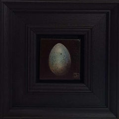 Pocket Pale Blue Blackbird's Egg 1 (c), Original Painting, Still Life, Egg Art