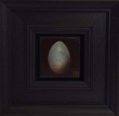 Pocket Pale Blue Blackbird
s Egg 2 (c), Original Painting, Still Life, Egg Art