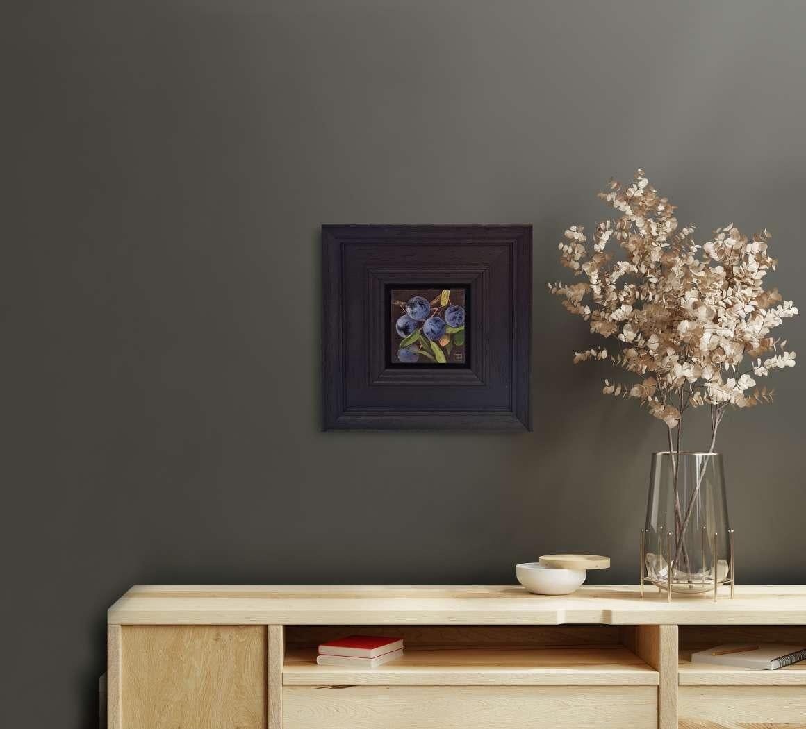 Pocket Pale Blue Sloes 2, Original Painting, Still Life, Sloes Art For Sale 4