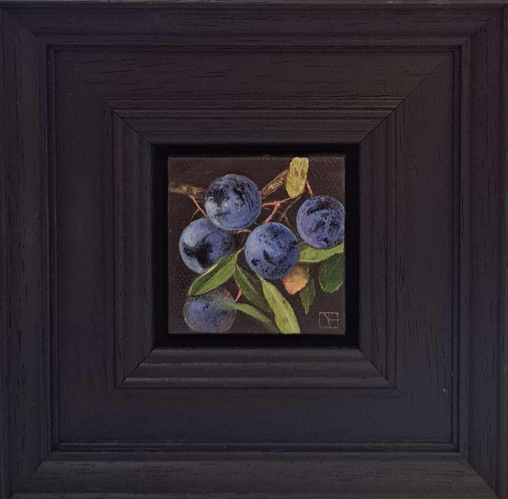 Pocket Pale Blue Sloes 2, Original Painting, Still Life, Sloes Art For Sale 5