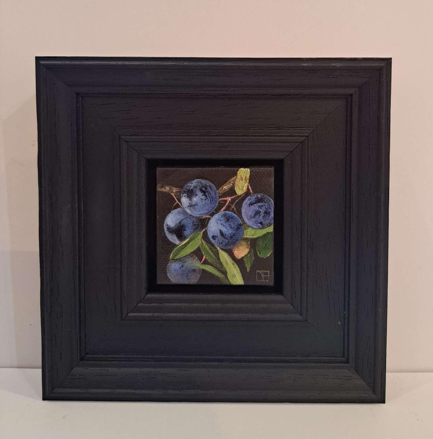 Pocket Pale Blue Sloes 2, Original Painting, Still Life, Sloes Art For Sale 6