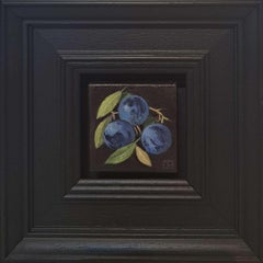 Pocket Pale Blue Sloes [2023], Baroque Still Life Painting, Small art, Fruit art