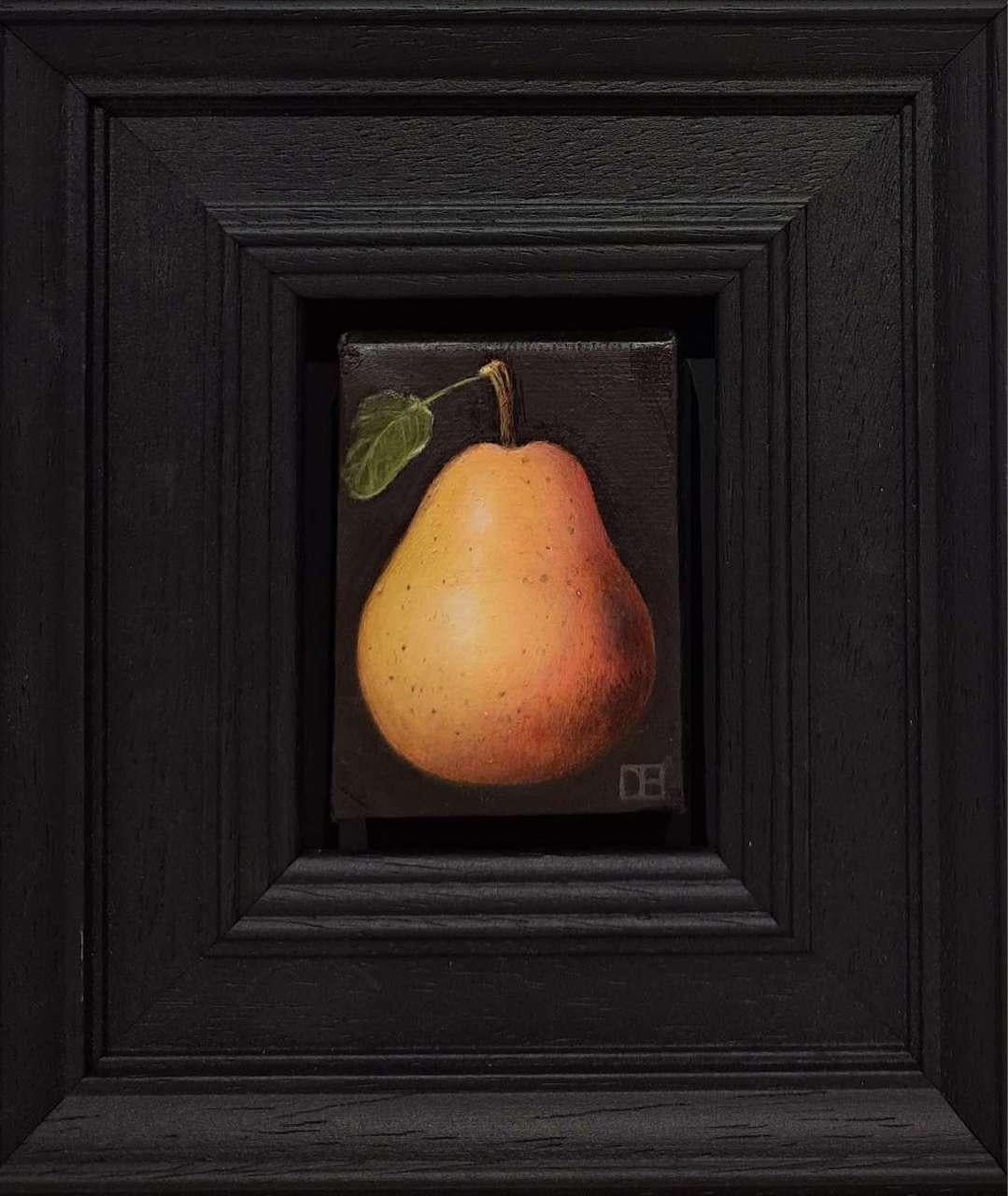 Pocket Pink Blush Pear, Still Life Oil Painting, Original Affordable Fruit Art