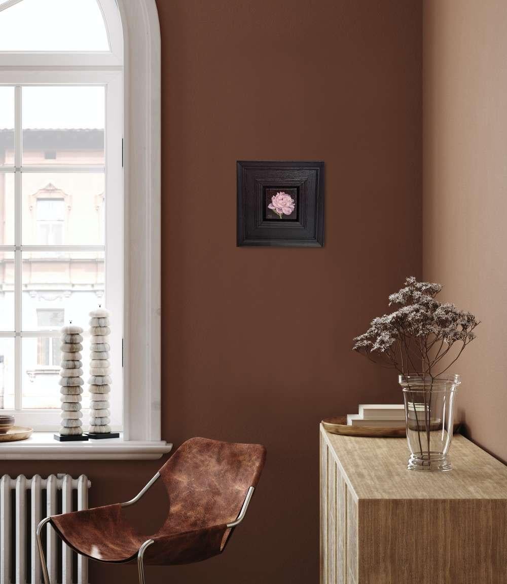 Peonía rosa de bolsillo(c), Pintura original, Flor, Naturaleza, Primavera - Still-Life Painting Negro de Dani Humberstone