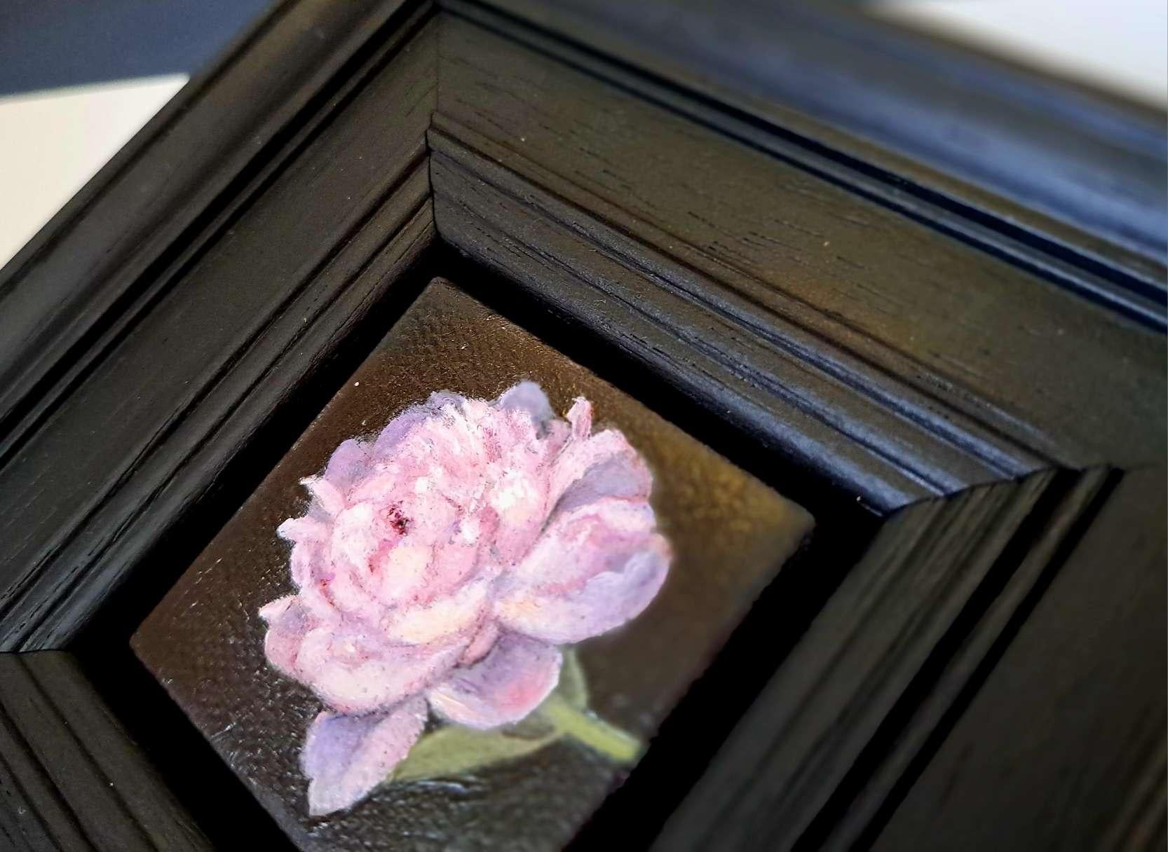 Peonía rosa de bolsillo(c), Pintura original, Flor, Naturaleza, Primavera 2