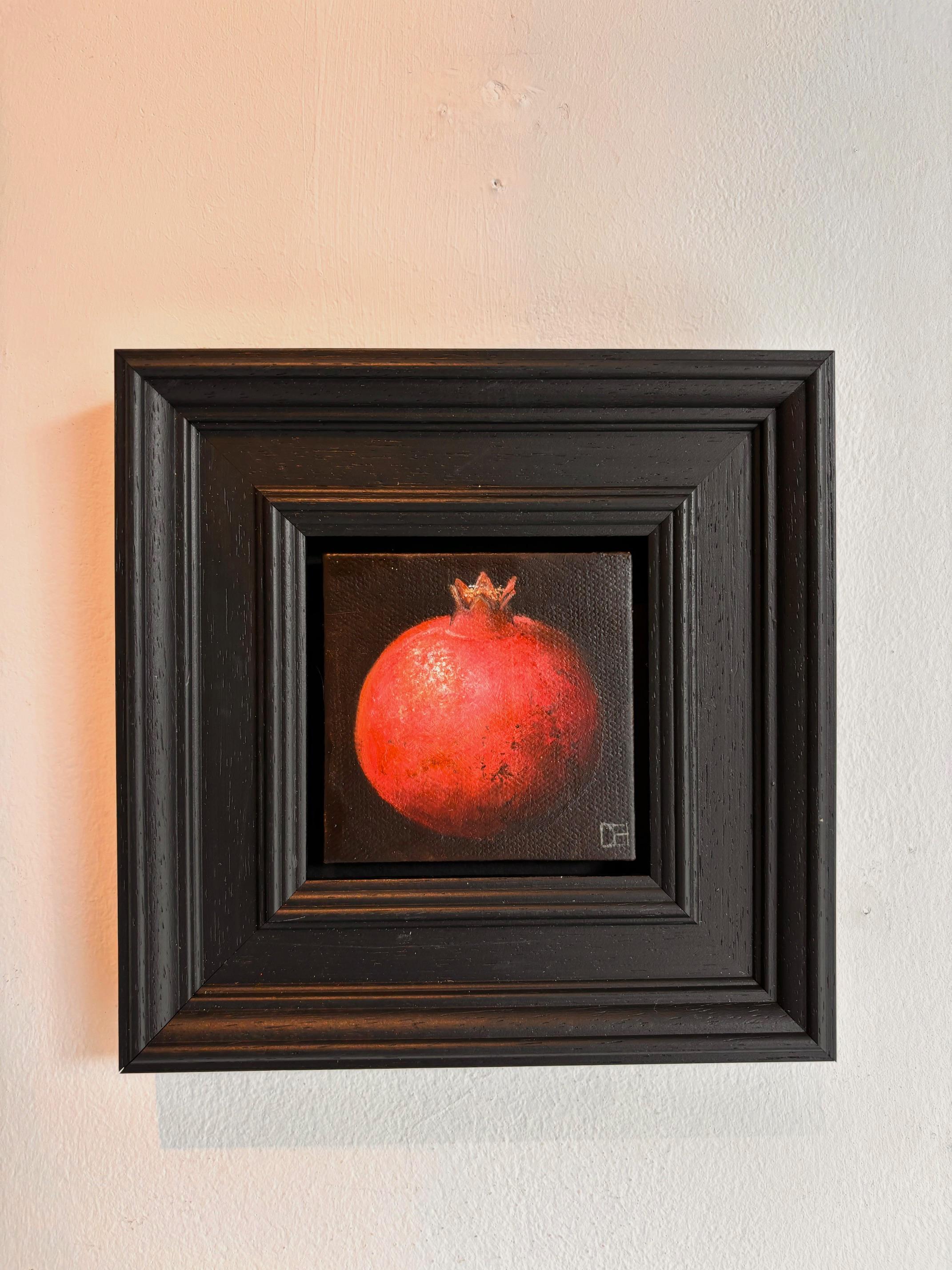 Pocket Pink Pomegranate - original realismus stillleben obst - zeitgenössische kunst – Painting von Dani Humberstone