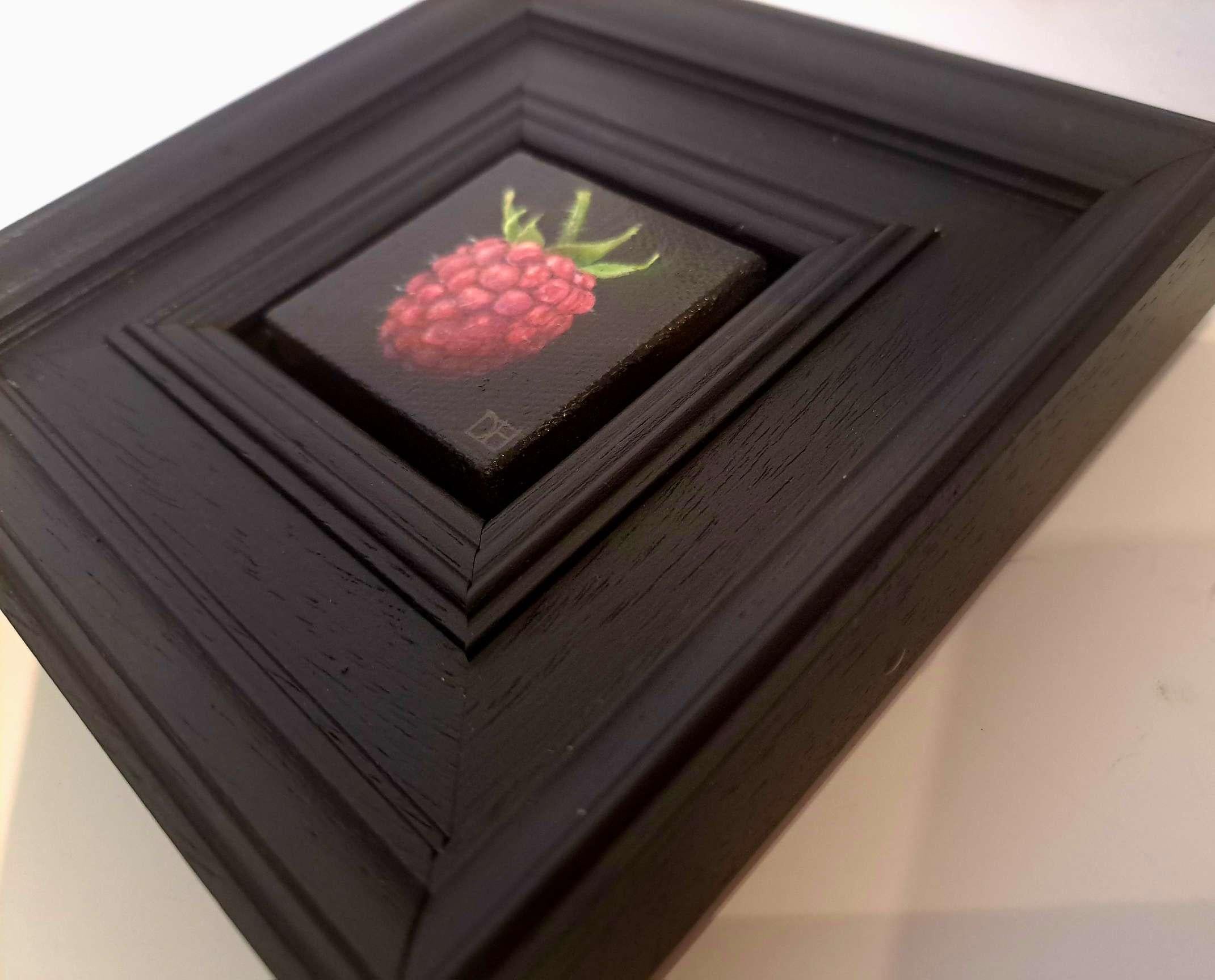 Frambuesa rosa de bolsillo, bodegón barroco, frambuesa, realismo, fruta - Painting Realista de Dani Humberstone