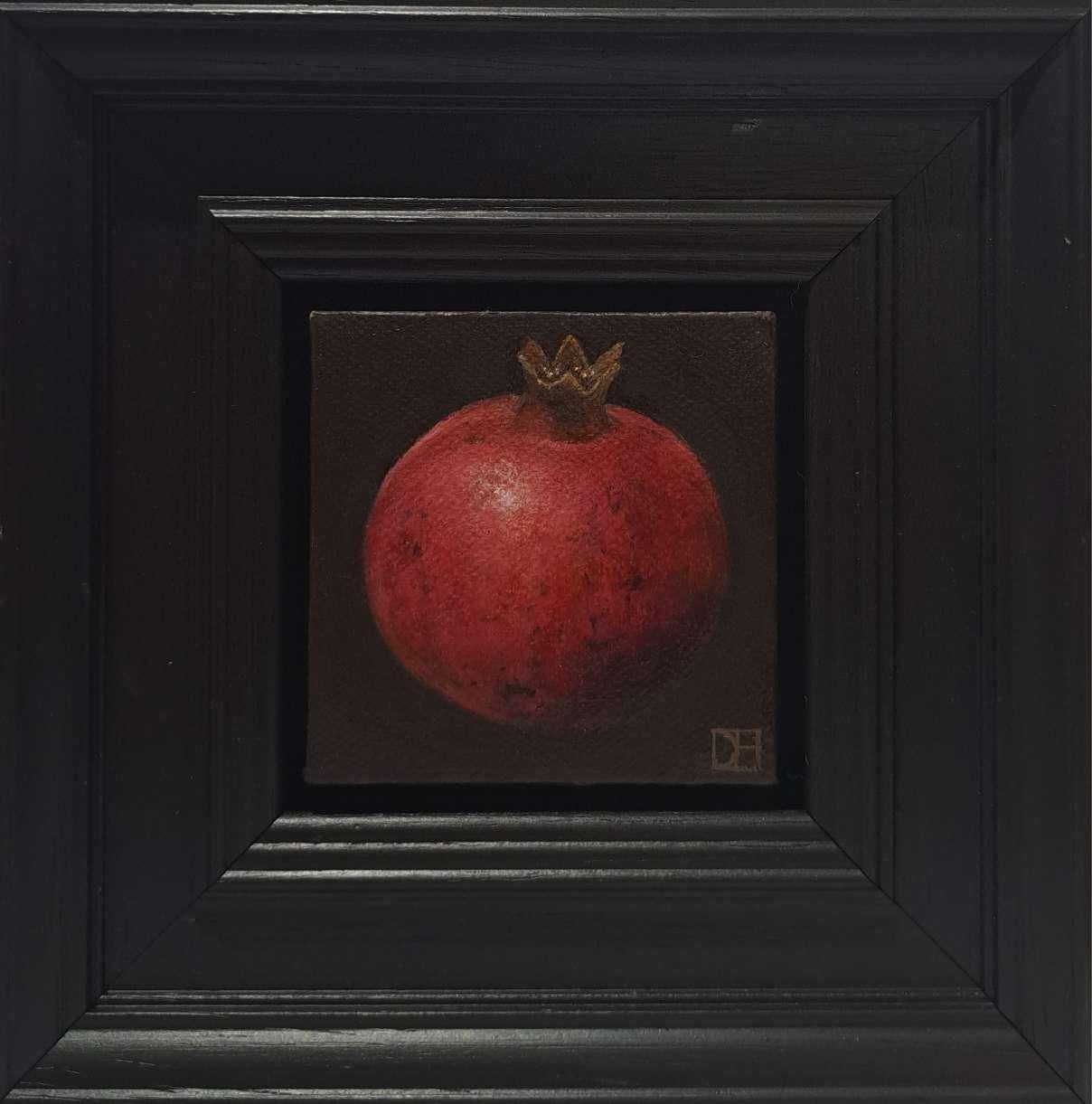 Dani Humberstone Still-Life Painting - Pocket Pinky Red Pomegranate, Baroque Still Life, fruit