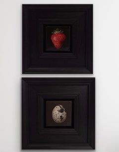 Díptico Huevo de codorniz de bolsillo nº 3 y Fresa roja jugosa de bolsillo, Arte original
