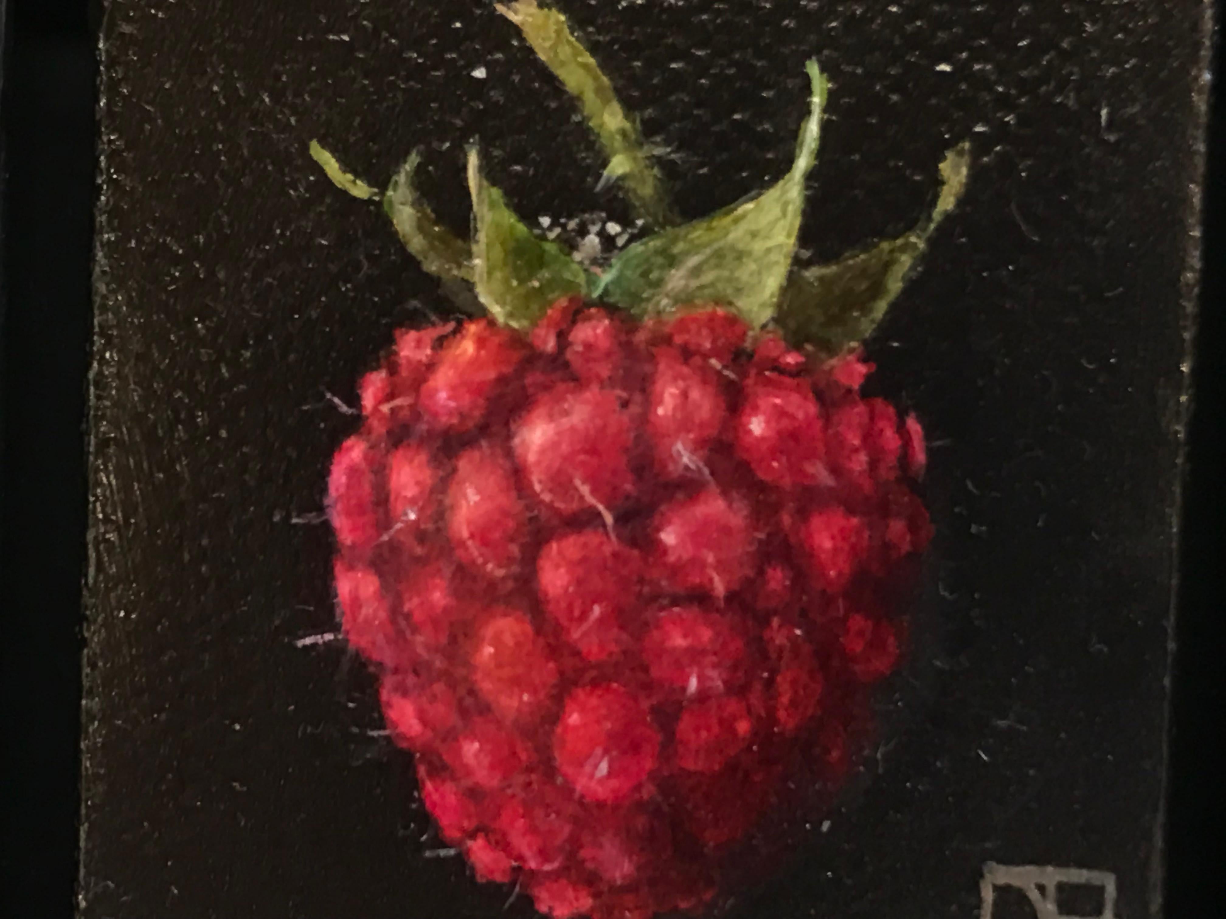 Pocket Raspberry [2023], Baroque Still Life Painting, Small Art, Fruit Art 1