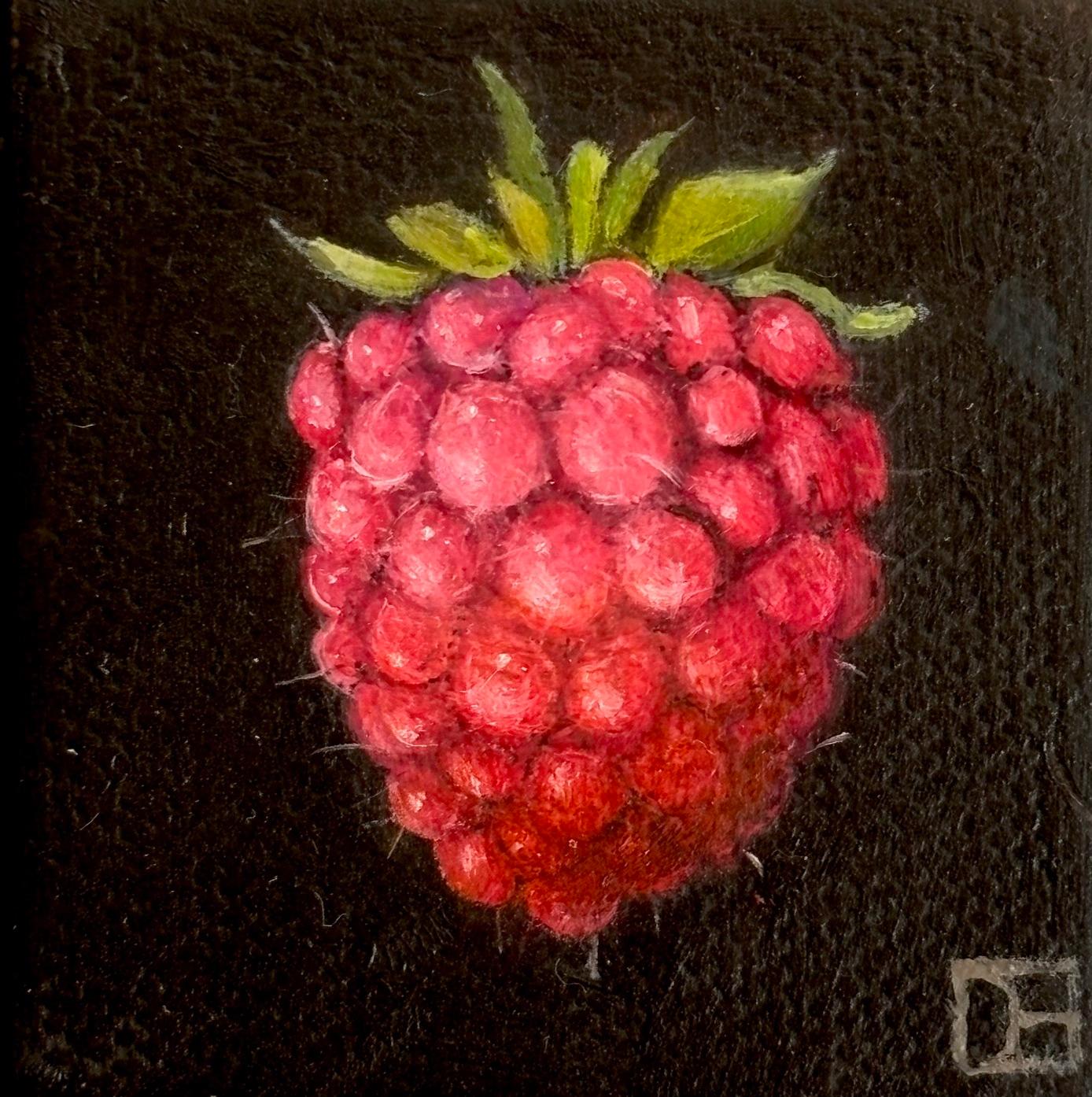Pocket Raspberry - original realism still life fruit - contemporary art - Painting by Dani Humberstone