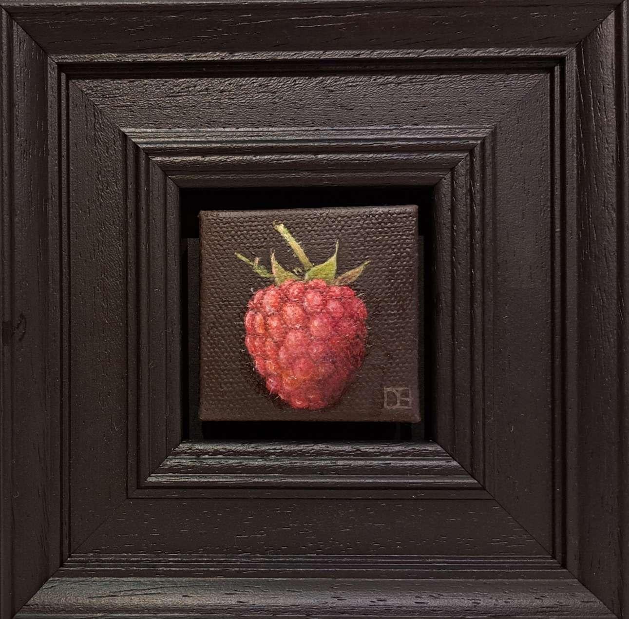 Dani Humberstone Interior Painting - Pocket Raspberry, Still Life Painting, Food Art, Baroque Style Art Miniature Art