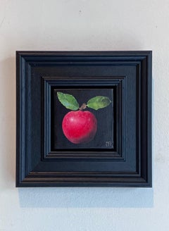 Pocket Red Apple - original realism still life fruit - contemporary art