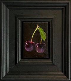 Cerises rouges en poche - réalisme original nature morte fruitée - art contemporain