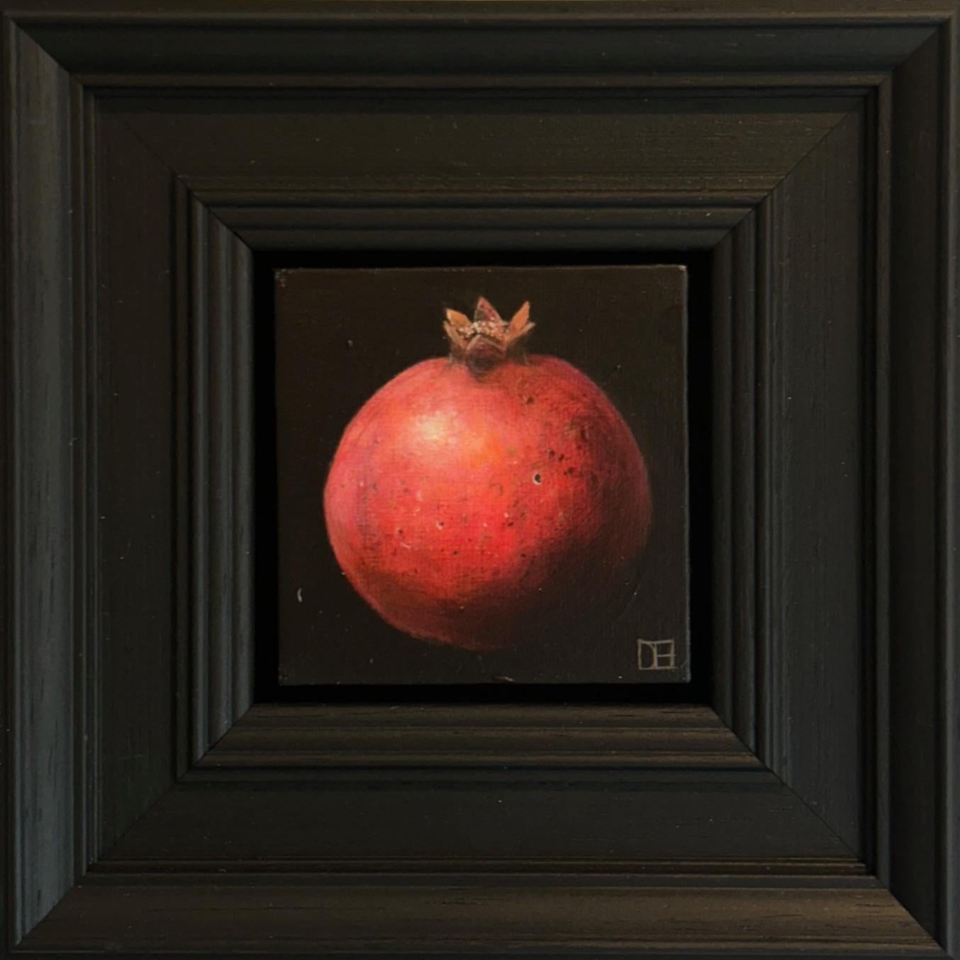 Pocket Red Pomegranate - original realism still life fruit - contemporary art