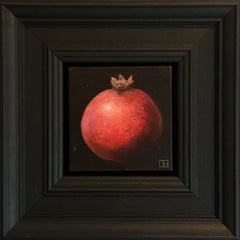 Pocket Red Pomegranate - original realism still life fruit - contemporary art