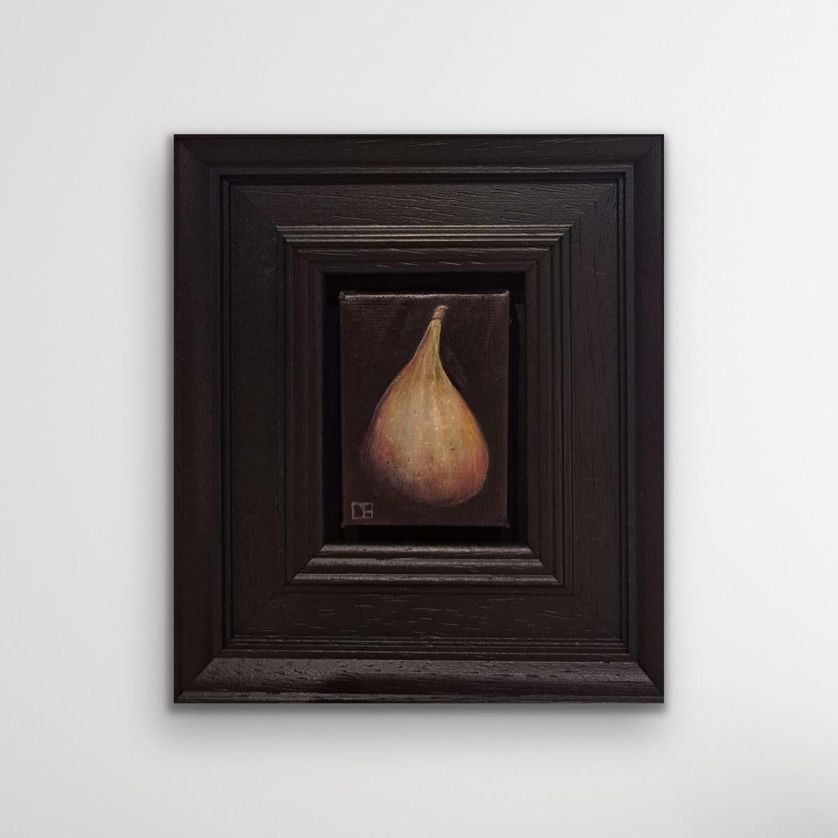 Tasche Reife Feige, Original Stilleben, Surrealist gerahmt Küche Kunst (Zeitgenössisch), Painting, von Dani Humberstone