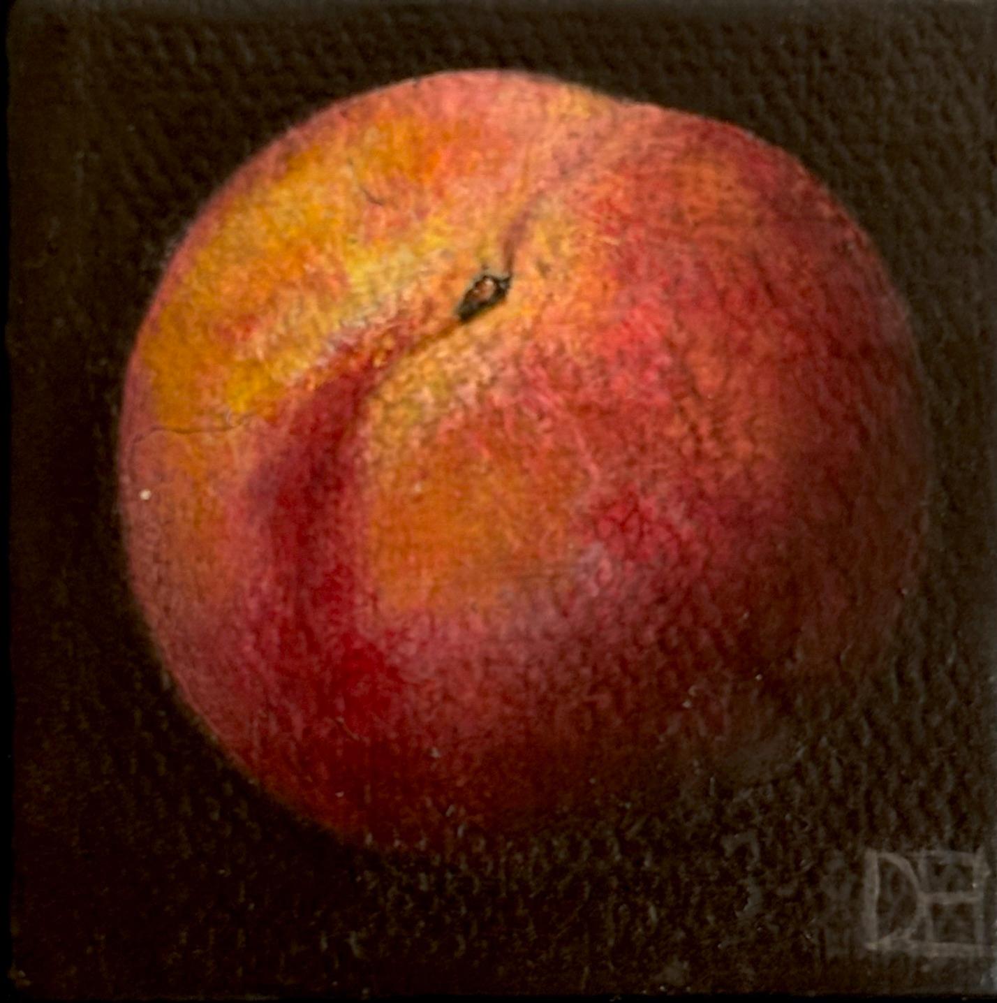 Pocket Ripe Peach - Original Realismus Stillleben Obst - zeitgenössische Kunst – Painting von Dani Humberstone