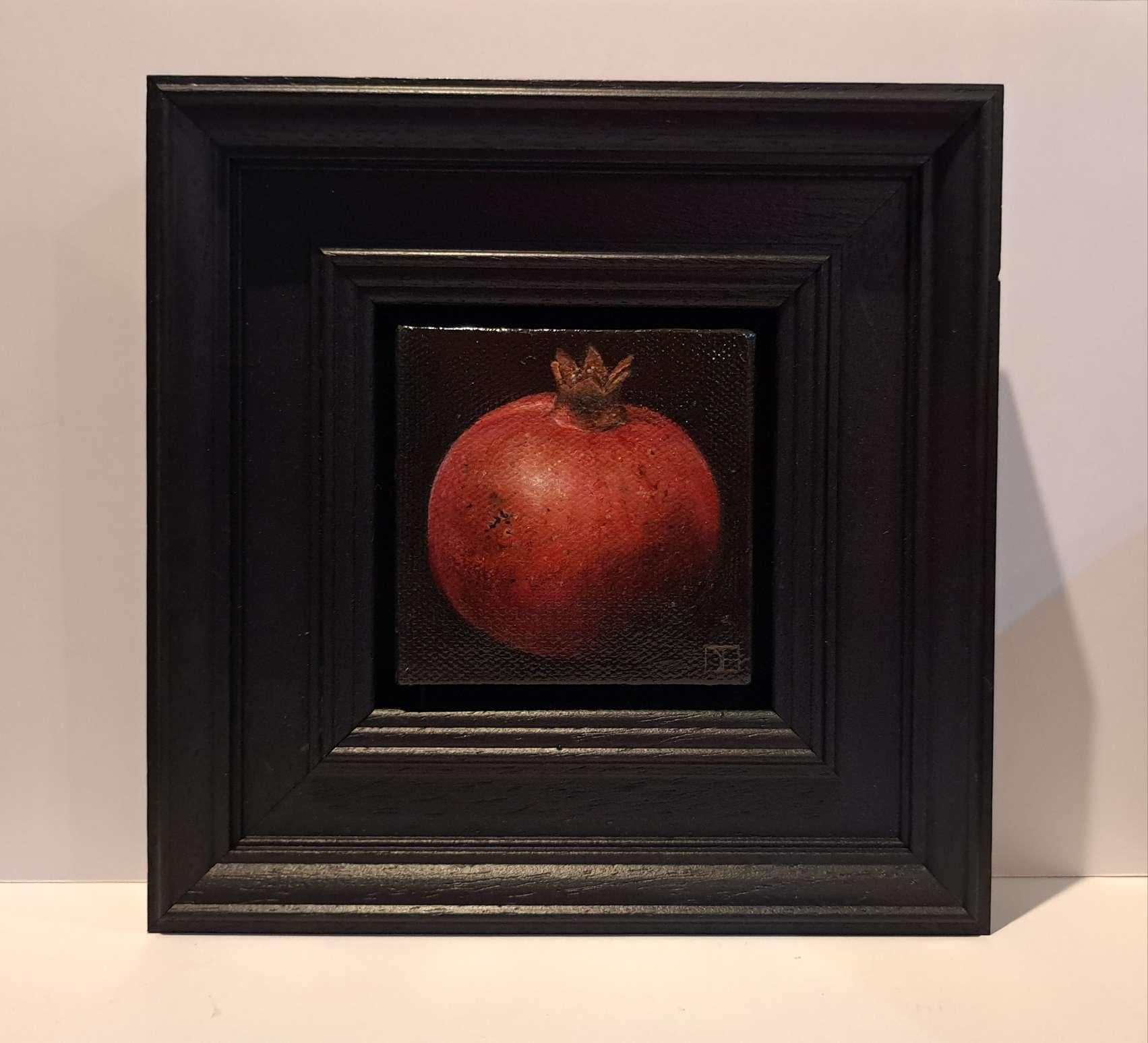 Pocket Ripe Red Pomegranate, Baroque Still Life, fruit - Painting by Dani Humberstone