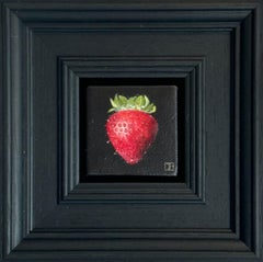 Fresa madura de bolsillo - realismo original naturaleza muerta fruta - arte contemporáneo