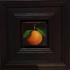 Pocket Round Clementine, Baroque Still Life Painting, Small Art, Fruit Art