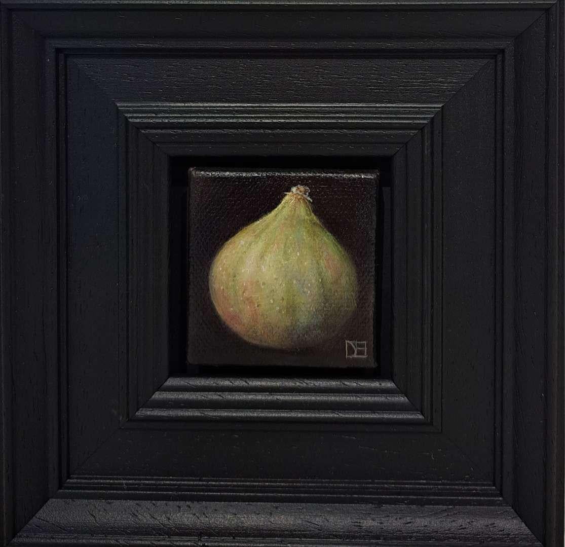 Dani Humberstone Still-Life Painting - Pocket Round Green Fig, Baroque Style Art, Still Life Painting, Traditional Art